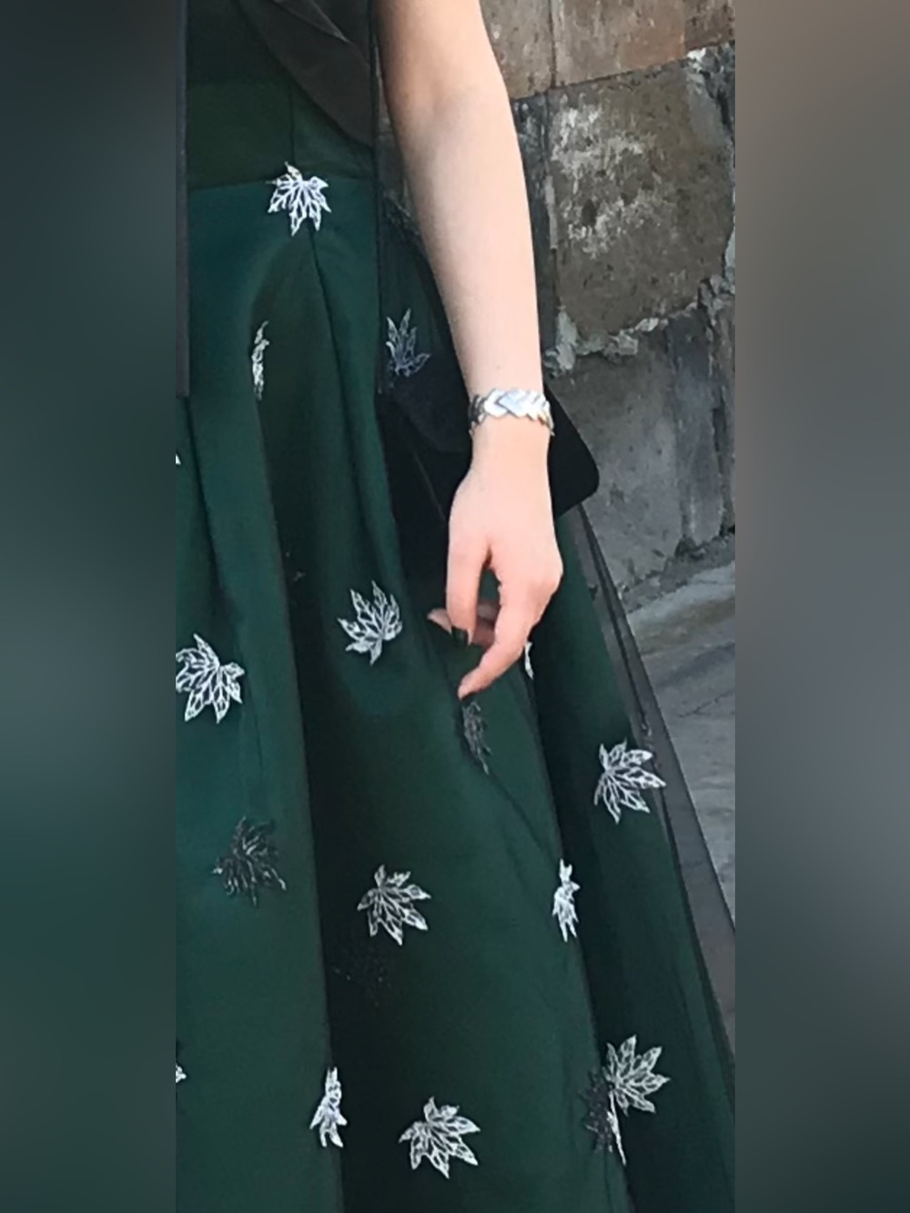 Handmade Emerald Green Black Bow Embroidered Tulle Formal Gown - Picture 5 of 5